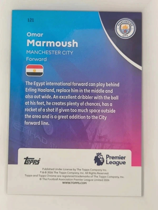Omar Marmoush  Topps Chrome Aqua Wave /199 – photo 3